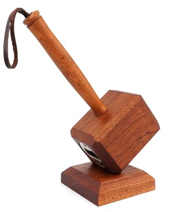 Wooden Hammer Bottle Opener with Magnetic Base - Retro Home Bar Decor, Adjustable Hanging Opener Gift for Wine Beer Enthusiasts can Be a Great Gift.