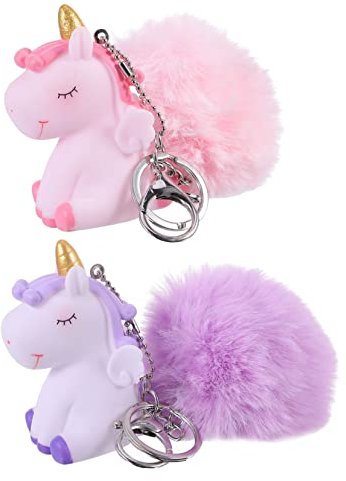 Yardenfun 2stücke Einhorn Schlüsselanhänger Für Junge Mädchen Plüsch Cartoon Anhänger Rucksack Dekoration Taschenanhänger Auto Schlüsselanhänger Für Mädchen Und Erwachsene