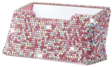 Blueshyhall Visitenkartenhalter Glitzer, Bling visitenkartenständer mit Diamant Strass, Business card holder Kristall strass, Visitenkarten Organizer für Frauen, Männer, Büro Schreibtischen (Rosa)