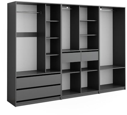 Vicco Kleiderschrank Elmo, Flügeltürenschrank, Anthrazit, 100 x 200 cm 3er Set