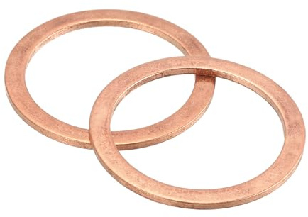 sourcing map 10 rondelle piatte M27, in rame, 27 mm ID x 34 mm OD x 1,5 mm di spessore per viti a bullone, riparazione di fabbriche, cucine, negozi e costruzioni all'aperto, rosso