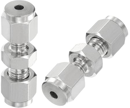 PATIKIL Unione Raccordo Tubo Compressione in Acciaio Inossidabile 304 1/8 ID x 1/2 OD, 2 Pz Connettore Tubo Dritto per Sistemi Irrigazione Giardino Acqua, Argento