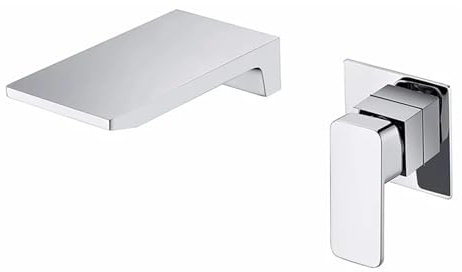 Bathroom Waterfall Basin Mixer tap Single Lever Wall Mounted washbasin Faucet Waterfall Bathtub Mixer tap(Chrome)