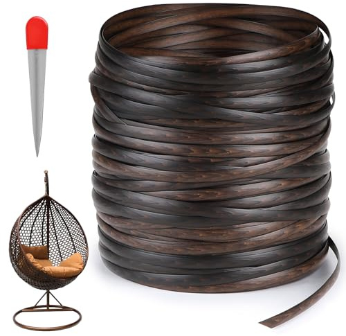 DBREAKS 65 m Rattan Intrecciato in Plastica, Rattan PE, Piatto, Strumento di Tessitura, per Riparazione di Mobili in Rattan da Esterno, Sedie in Rattan, Cesti da Tavolo (Caffè)
