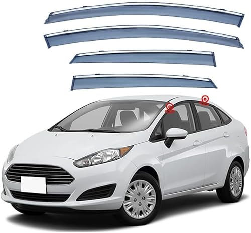 FLLBING Auto Autofenster Windabweiser für Ford Fiesta Saloon 2009-2016, Regenschutz Regenabweiser Integrierte Deflektoren Seitenscheibenabweiser Luftabweiser