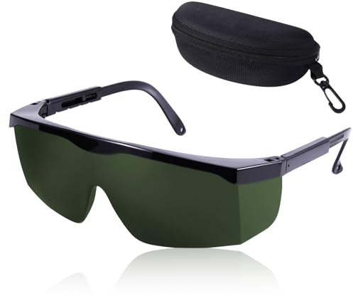 Hawdows Lunettes de Protection Laser, Lunettes de Sécurité Laser 200-2000nm, Lunettes de Protection HPL/IPL pour Epilation au Laser et Lumière Pulsée, Lunette Protection UV - Vert