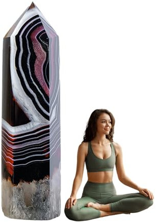 Biniveil Varita de piedra preciosa – Colección de piedra de meditación para decoración del hogar – Piedra natural pulida decorativa hecha a mano gema espiritual metafísica para protección