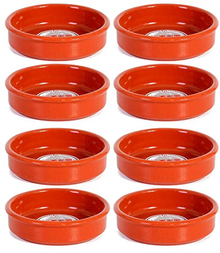 Acan Tradineur - Pack de 8 Cazuelas Redonda de Barro - Apta para vitro y Horno - Ideal para guisos y asados caseros - Ø 12 cm.