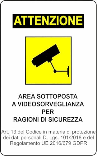 M-ITALY CARTELLO SEGNALETICO - AREA VIDEOSORVEGLIATA - Adesivo Extra Resistente, Pannello in Forex, Pannello In Alluminio (Alluminio, 10x15 cm)