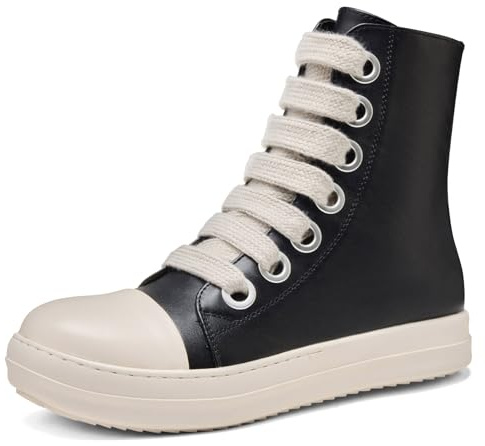MOFEEDOUKA High Top Sneakers for Men Comfortable PU Leather Platform Walking Shoes with Zipper