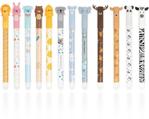 Youkly Radierbare Stifte, 12 Stück Radierbarer Kugelschreiber(Set 1) | 0.5 mm Cartoon Gelstifte Radierbar für Geschenk Schul Bürobedarf [6 Blau 6 Schwarz]