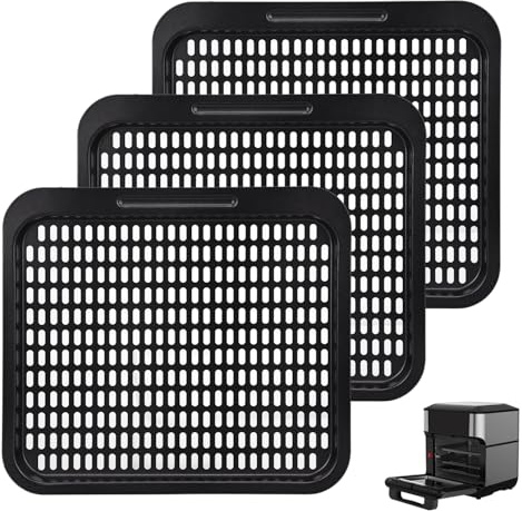 10 Qt Cooking Tray for Instant Vortex Plus10 Quart Air Fryer, 3 PCS Replacement Tray for Innsky 10.6 Qt Oven, Food Grade Nonstick Cooking Rack Parts Grill Pan Crisper Plate Accessories Dishwasher Safe