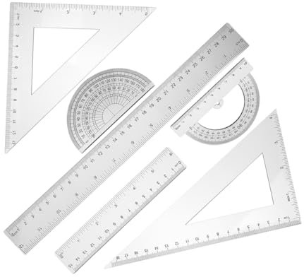 GALPADA Set di Strumenti di Disegno 6 Pezzi Righello Angolare e Goniometro in Ps, Design Portatile e Facile da Usare per Scuola e Ufficio