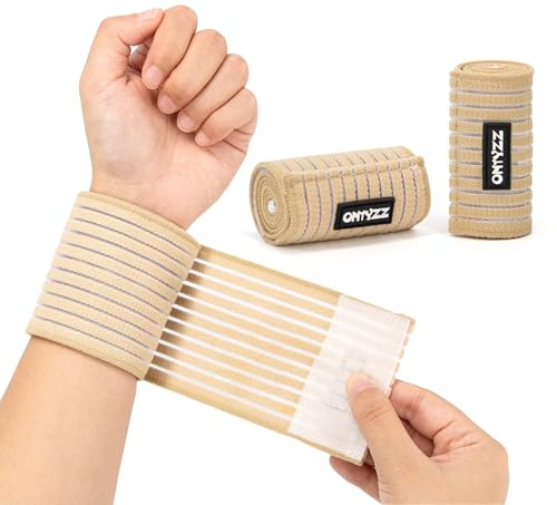 ONTYZZ Handledsbandage 1 par mycket elastiska handledsband för sport gym workout hacka styrketräning träning wraps bandage beige/40 cm