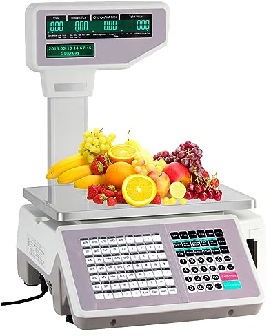 Digital Balanza Cocina Báscula de conteo de pantalla, precio comercial, digital, poste, supermercado, impresión de etiquetas