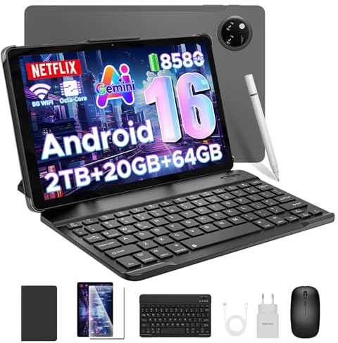 DOOGEE Tab A9+ Tablet 11 Pollici Android 16, 20GB RAM+64GB ROM(2TB TF), 8580mAh Tablet in Offerta, 13MP+8MP, Alta Qualità Doppio Altoparlante, 90Hz/Octa-Core/BT5.0/ GPS/WiFi 5G/ Widevine L1- Grigio