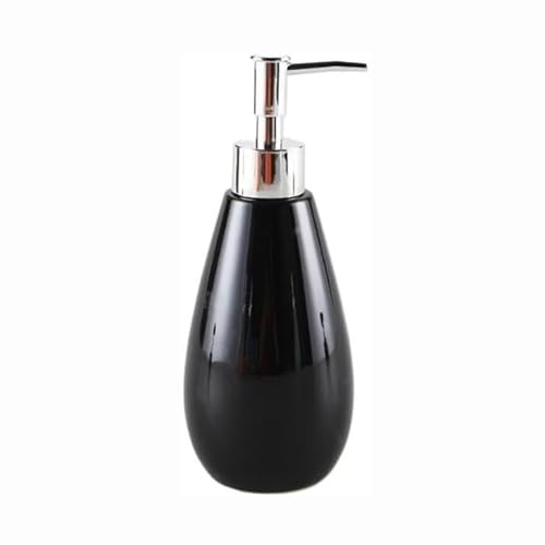 JUSKAQZYI dispensador de jabón Dispensador de jabón de cerámica Recargable for líquido o loción, dispensador de loción Moderno for baño, Cocina y Uso Comercial. dispensador jabon baño(Noir)
