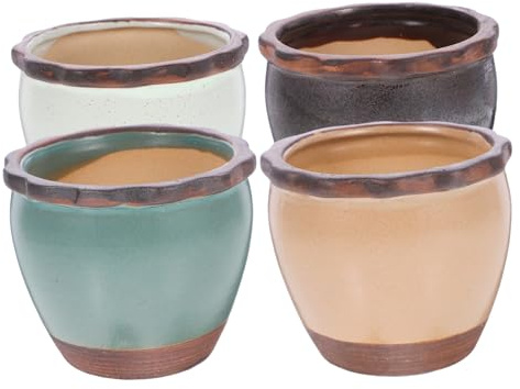 TOYANDONA 4pcs Mini Pots en Céramique pour Cactus et Succulentes, Compact et Respirant, Jardinière Décorative pour Intérieur et Bureau