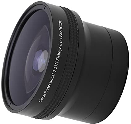 RASTKY 58-mm-0,25-Fach-Super-Makro-Fischaugenobjektiv/Kameras – 58-mm-0,35-Fach-Fischaugen-Weitwinkelobjektiv mit Abnehmbarem Makroteil und Hochauflösender Optischer Beschichtung