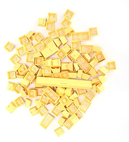 Ausla Capuchons de Touches PBT, Capuchons de Touches de Clavier Colorés Résistants à l'huile de Conception Ergonomique, Ensemble de 108 PBT pour Les Jeux de Clavier Mécanique (Yellow)