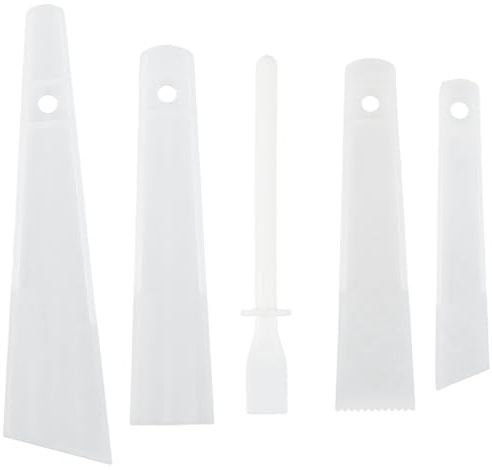 CALFOVERA Applicateur de Colle 5 Styles Spatule à Racler Le Cuir Colle Plastique Blanche Bâtonnets Racloirs Applicateurs de Mastic Outil pour Le Travail du Cuir Le Travail du Bois Le Brunissage