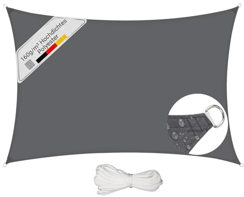 Sunula Vela Ombreggiante Impermeabile 2x3m – Senza Cucitura, PES 160g/m², Resistente a Strappo e Intemperie, con Effetto Lotus e Protezione UV 95%, per Balcone Terrazza Giardino, Antracite