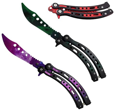 VEGOATY 3 Stück Butterfly Messer: Biegen Butterfly Trainer Ungeschärfte Klinge Übungs Butterfly Kamm, Edelstahl Butterfly Knife Trainer für Trainingsmesser Anfänger übt Flipping-Tricks
