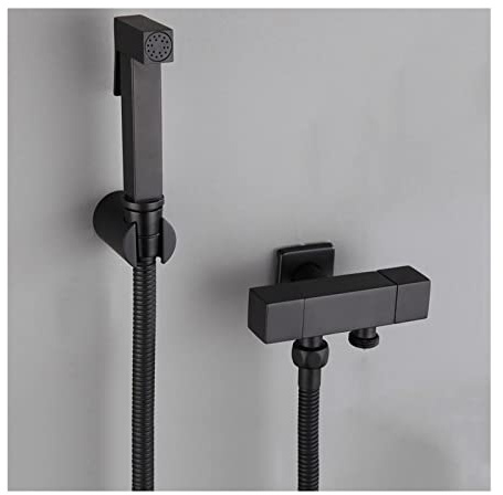 Pulvérisateur de bidet portable en laiton noir avec tuyau – Parfait pour les couches en tissu de bébé, le lavage féminin et le nettoyage des animaux domestiques – Installation facile et utilisation