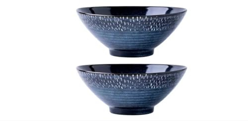 Cuenco japonés de cerámica azul profundo para ramen, 8 pulgadas de diámetro, textura moteada, esmalte suave, estilo tradicional japonés, apto para lavavajillas, capacidad de 1000 ml
