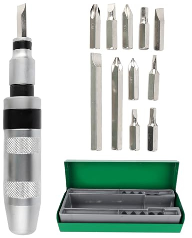 Zhangpu Kit di Cacciaviti a Percussione da 13 Pezzi 12 Punte Utensili Manuali per Cacciaviti a Percussione Manuali Multiuso per la Manutenzione