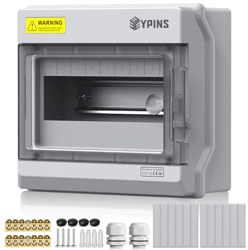 EYPINS Verteilerkasten Aufputz 1-reihig 9 Module, IP66 Wasserdicht Sicherungskasten Aufputzverteiler mit Montagezubehör, PC-Legierung UV-stabil für PV-Anlagen Garten Außenbereich Kleinverteiler