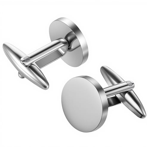 COMNICO Cufflinks for Men Cuff Links Men's Cufflinks Stainless Steel Tuxedo Shirt CuffLink Set Classic Cuff Links For Wedding Groom Business Silver