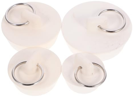 STAHAD 4pcs Rubber Kitchen Sink Drain Stoppers Set, Bathtub and Bathroom Washbasin Plugs with Pull Rings, Multiple Sizes 7/8 to 1-3/4 for Home Drain Sealing