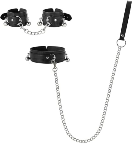Esposas BDSM con Collar y Correa de Guía – Set de Fijación Ajustable para Parejas, Accesorio Bondage para Juegos de Rol, Control y Dinámicas Creativas en Pareja