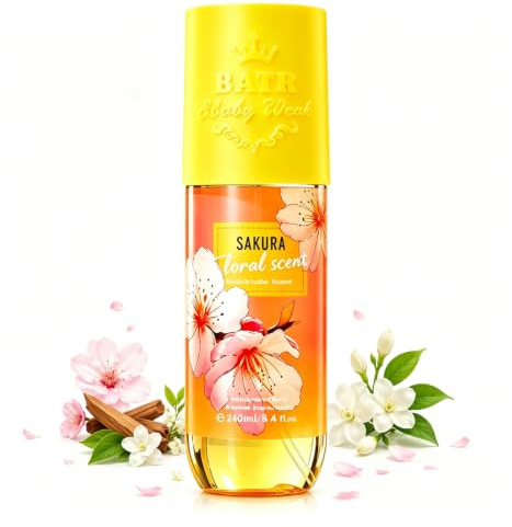 Brume parfumée pour cheveux et corps, brume corporelle, brume corps femme longue durée, Parfum Floral Sakura Sandalwood, Vaporisateur Doux Femme 250ml, Pratique Maison, Bureau et Sorties