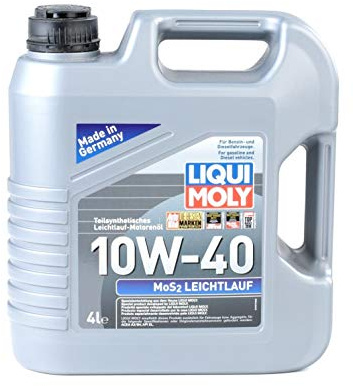 LIQUI MOLY Motoröl 10W-40 МoS2 Teilsynthetiköl Motor Öl ACEA A3/B4 API SL Leichtlauf 4L Kompatibel mit VW Golf IV Schrägheck 1J1 Transporter IV Bus 70B, 70C, 7DB, 7DK, 70J, 70K, 7DC, 7DJ GOLF III 1H1