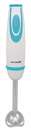 ELECTROTEK Batidora de Mano de 2 velocidades, Varilla y Cuchillas de Acero Inoxidable ET-BM200SS Azul y Naranja. Incluye Vaso medidor.