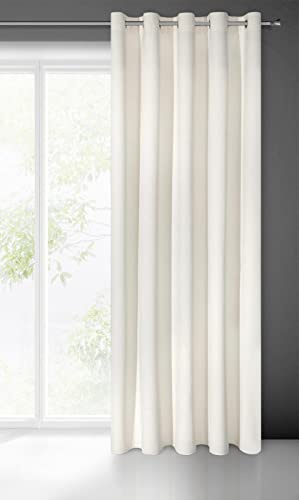 Eurofirany Villa Vorhang Samt Velvet Weich 10 Ösen-1 STK. Edel Gardine Dick 290 g/m2 Elegant Glatt Einfarbig Flauschig Modern Klassisch Wohnzimmer Schlafzimmer Lounge, Creme, 140X250cm