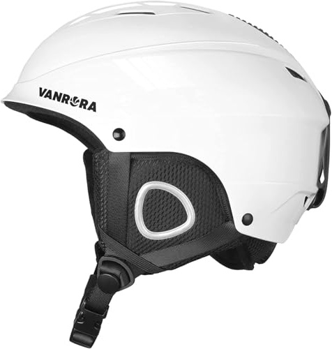 VANRORA Ski Helmet, Snowboard Helmet - Glossy White, M