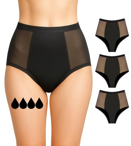 NoBlood - Superabsorberande menstrosor, XXS–6XL, bekväm och tvättbar bomull, rikligt flöde, boxertrosor för menstruation, XS