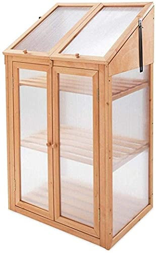 Abaseen Garden Wooden Greenhouse Cold frame, Transparent Two Sizes Brown with Polycarbonate Semi Transparent Glazing (120x69x49 cm)