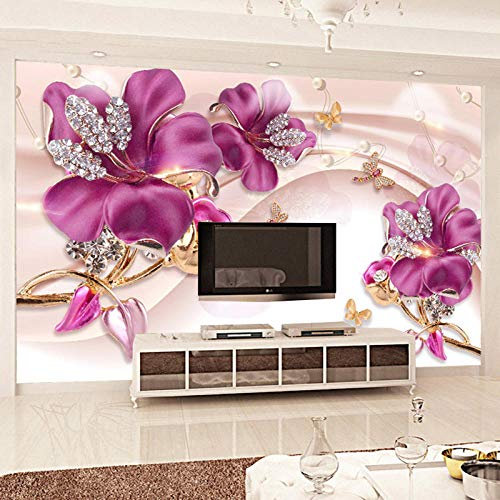 YXTSmurals Fototapete 3D Effekt Lila Mode Pflanzen Blumen Vlies Tapeten Wandtapete Xxl Moderne Wanddeko Design Wand Dekoration Wohnzimmer Schlafzimmer Büro