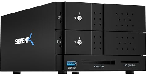 SABRENT USB Type C to Dual 3.5” SATA and RAID Docking Station with CFast/SD Card Readers and USB Type A Port (DS-2BCR)