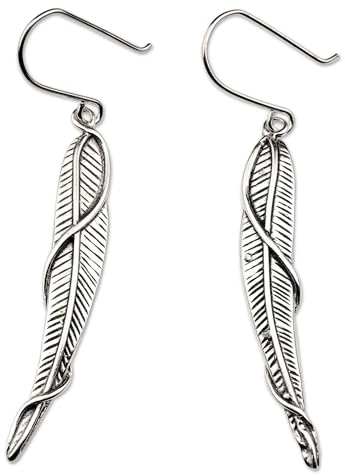 NOVICA Artisan Handcrafted Sterling Silver Dangle Earrings Art Nouveau Stone Mexico Leaf Tree Taxco [2.1 in L x 0.2 in W] ' Nouveau Grace'