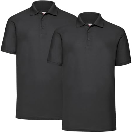 Fruit of the Loom Doppelpack 65/35 Polo + GRATIS MyShirt Stoffbeutel, Farbe:schwarz, Größe:L