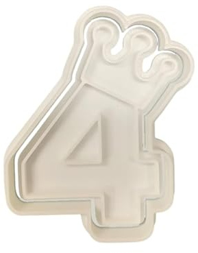 The Cookie Cutter Hub Cortador de galletas de 9 cm con forma de corona número 4 y grabador a juego para galletas, galletas, arcilla, decoración de hornear