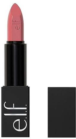 e.l.f. O Face Satin Lipstick, rossetto cremoso a lunga tenuta, nutriente e altamente pigmentato, infuso con jojoba, prodotto vegano e non testato sugli animali, Effortless