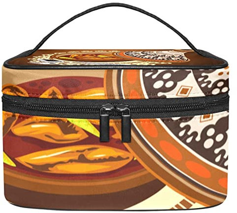 Sambal Poulet Tajine servi avec pot d'olives, sac de rangement de maquillage, sac de voyage pour femmes et filles, multicolore, 22.5x15x13.8cm/8.9x5.9x5.4in