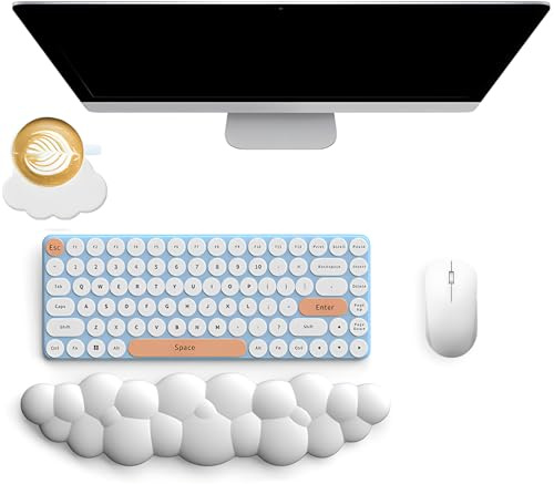 Reposamuñecas para Teclado,Reposamuñecas Teclado Gaming Cloud,PU Cute Keyboard Pad con Base Antideslizante Teclado Alta Densidad Reposamuñecas Memory Foam para el Hogar, la Oficina, la Computadora