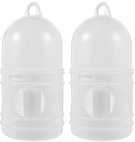 Bird Feeding Dispenser Pigeon Water Dispenser - 2pcs Birds Plastic Waterer Plastic Drinker with Handle for Pigeon Birds, Automatic Feeders (1L, White) Pet Drinker